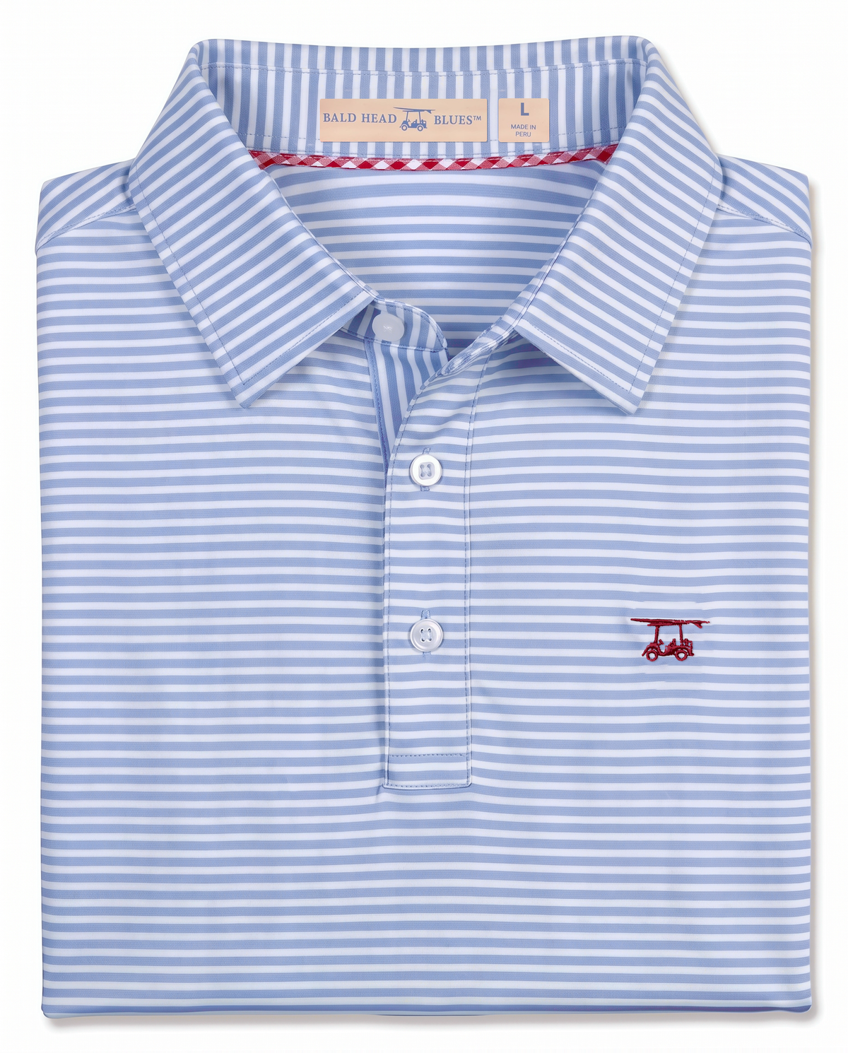 Albatross Polo Bell/White Feeder Stripe folded