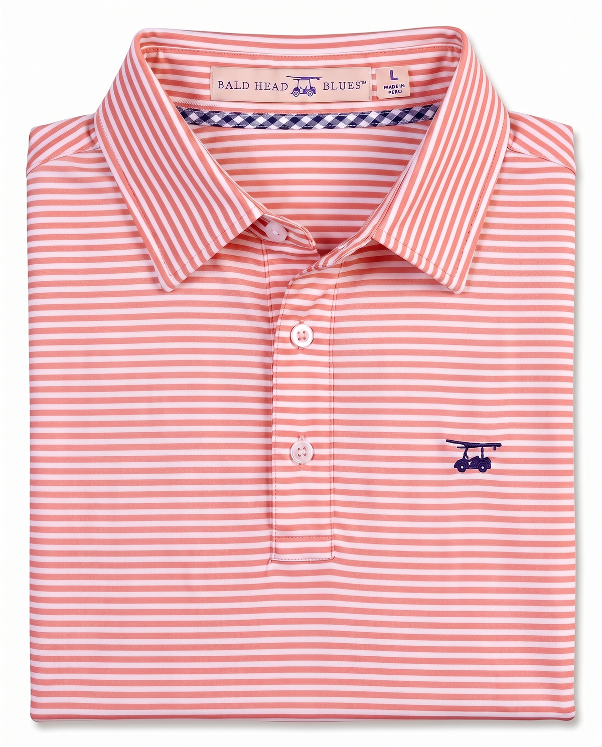 Albatross Polo Coral/White Feeder Stripe folded