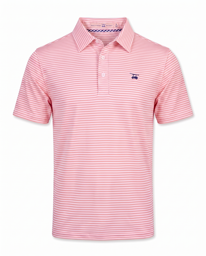 Albatross Polo Feeder Stripe - Coral/White - Front