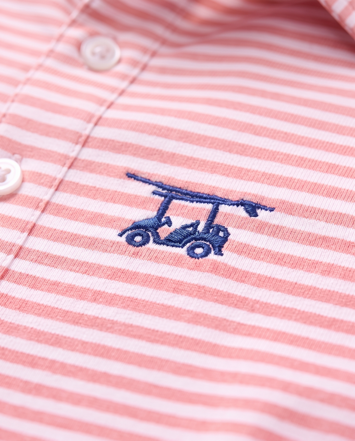 Albatross Polo Feeder Stripe - Coral/White - Logo