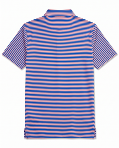 Albatross Polo Feeder Stripe - Electric Blue/Peach - Back