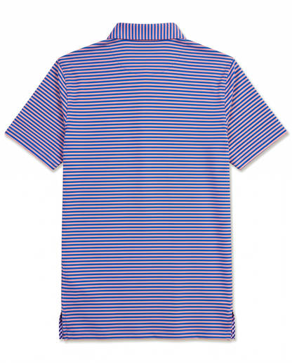 Albatross Polo Electric Blue/Peach Feeder Stripe back