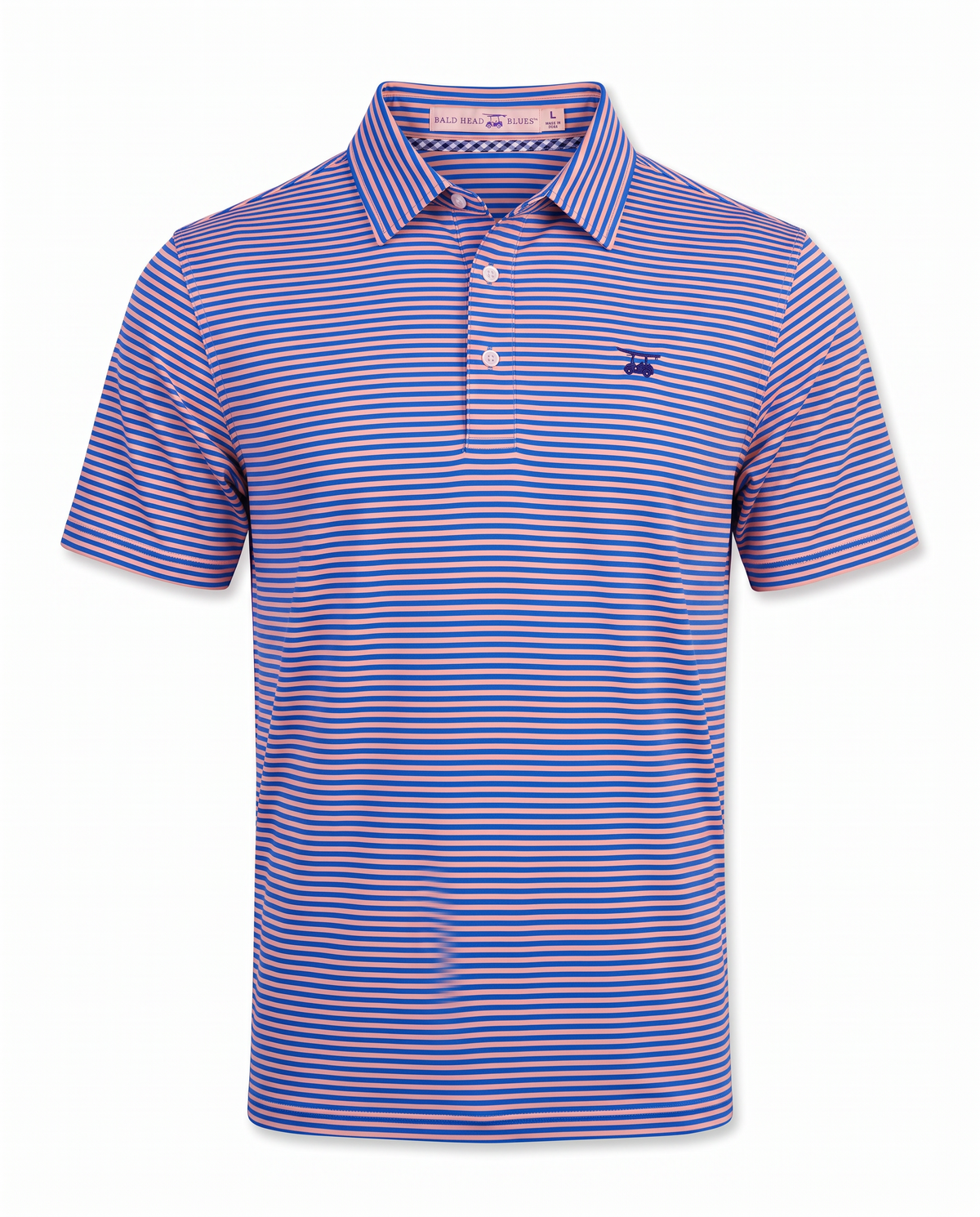 Albatross Polo Feeder Stripe - Electric Blue/Peach - Front