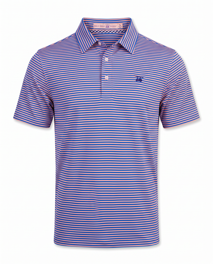 Albatross Polo Feeder Stripe - Electric Blue/Peach - Front