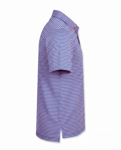 Albatross Polo Feeder Stripe - Electric Blue/Peach - Side