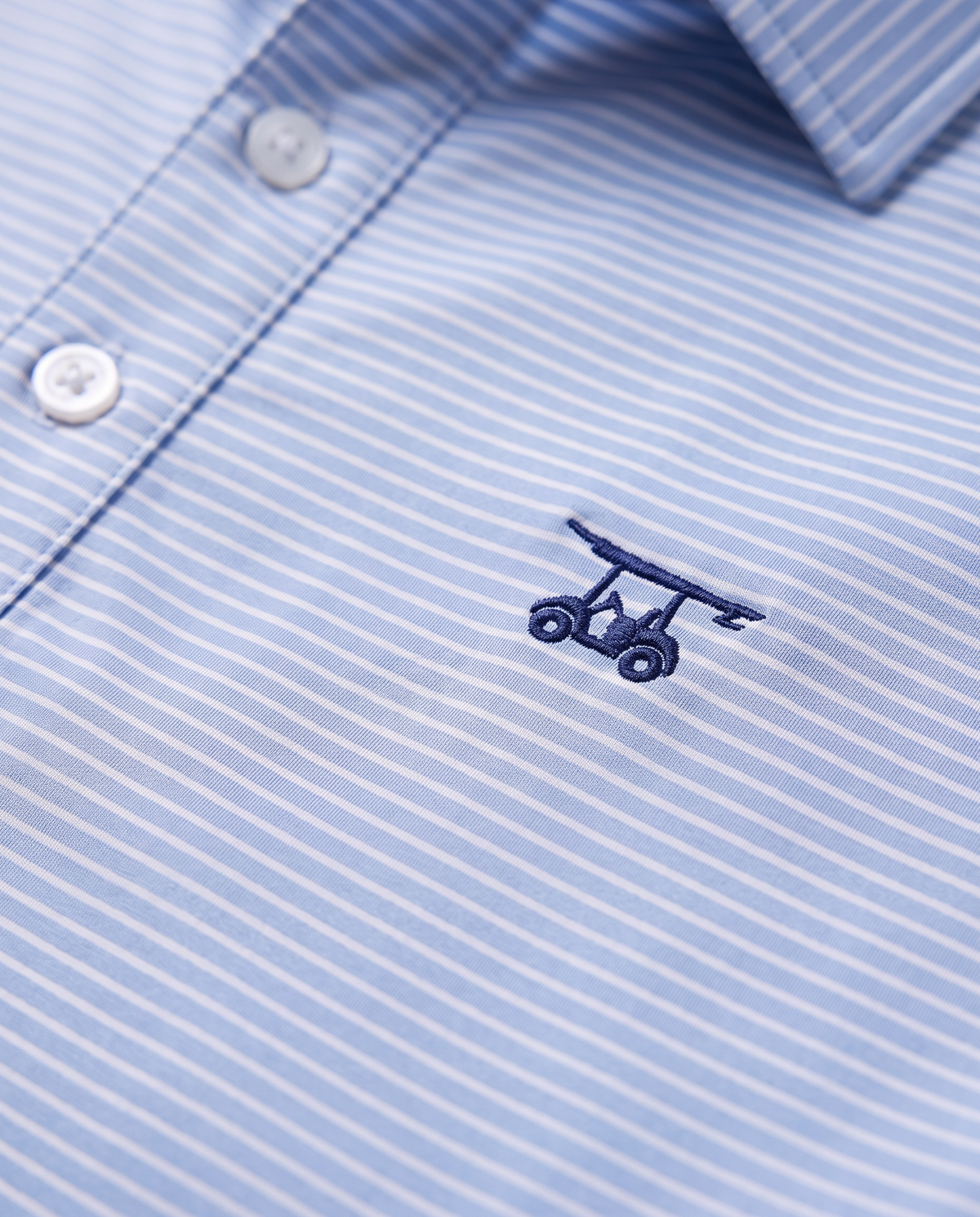 Albatross Polo Blush Bell Pinstripe logo detail
