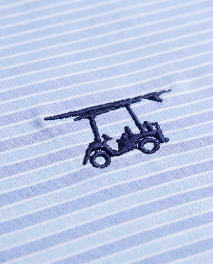 Albatross Polo Blush/Bell Pinstripe logo detail