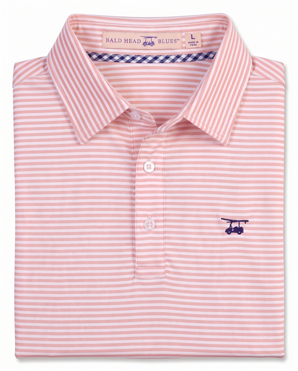 Albatross Polo Blush/White Feeder Stripe folded
