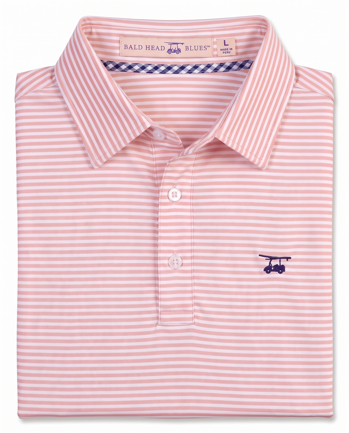 Albatross Polo Blush/White Feeder Stripe folded