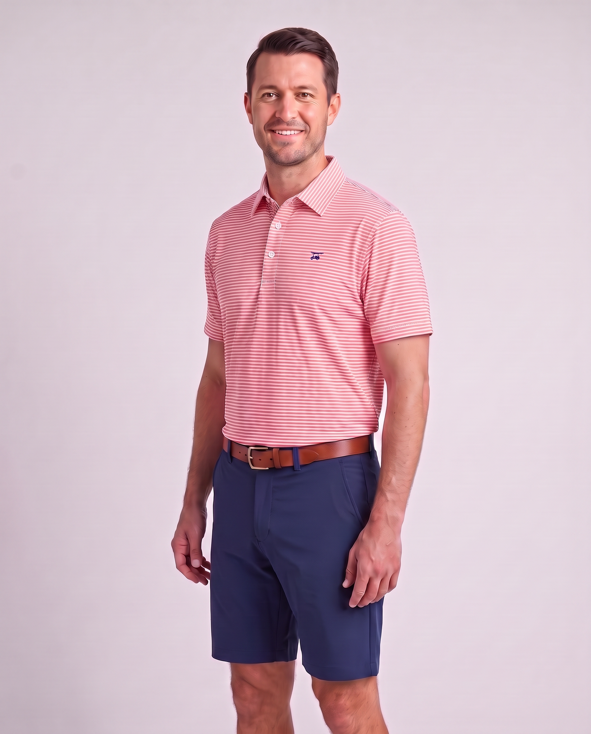 Albatross Polo Feeder Stripe - Blush/White - Model2