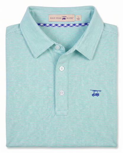 Albatross Polo Heather Aruba White Microstripe folded