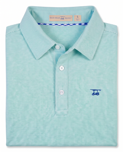 Albatross Polo Heather Aruba/White Microstripe folded