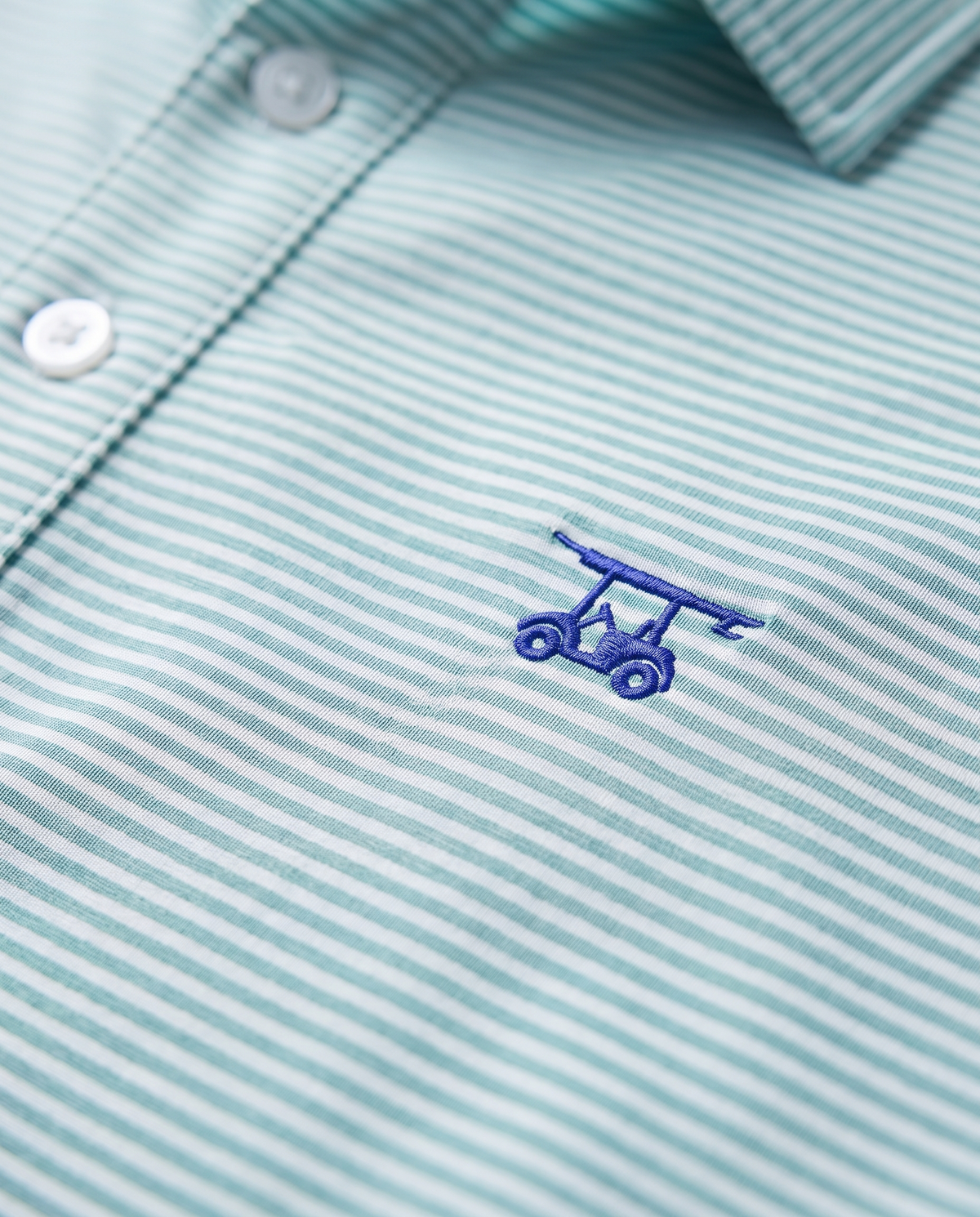 Albatross Polo Heather Aruba White Microstripe logo detail