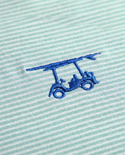 Albatross Polo Heather Aruba/White Microstripe logo detail