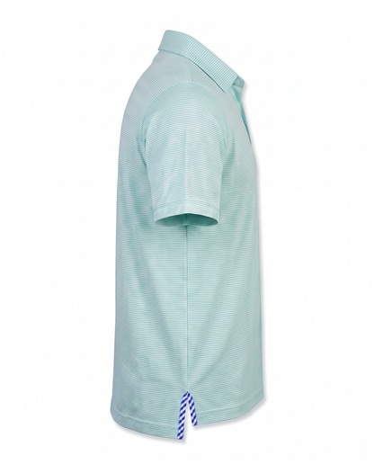 Albatross Polo Heather Aruba/White Microstripe side