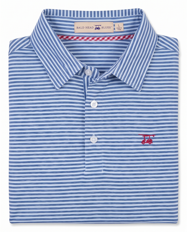 Albatross Polo Heather Bell/Royal Feeder Stripe folded