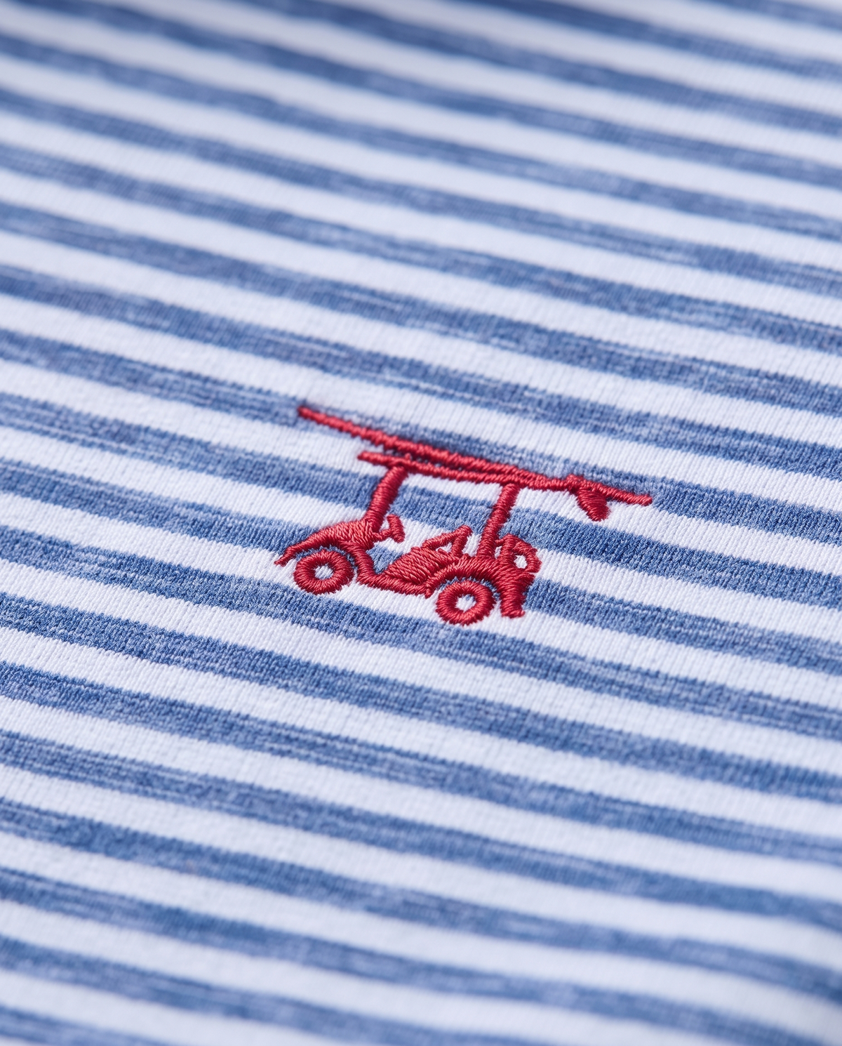 Albatross Polo Heather Bell Royal Stripe logo detail