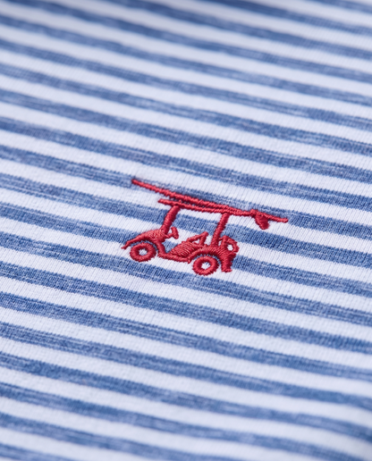 Albatross Polo Heather Bell Royal Stripe logo detail