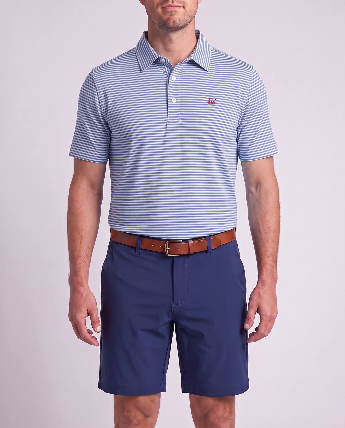 Albatross Polo Heather Bell Royal Stripe on model