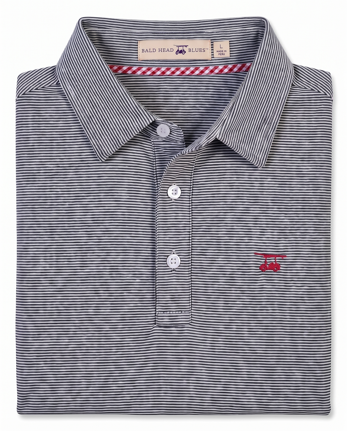 Albatross Polo Heather Black Microstripe folded