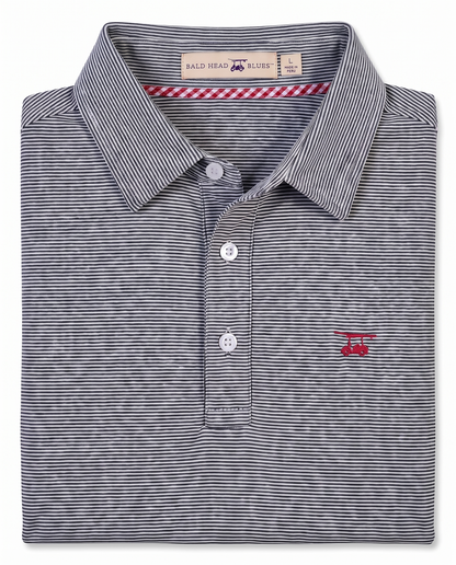 Albatross Polo Heather Black Microstripe folded