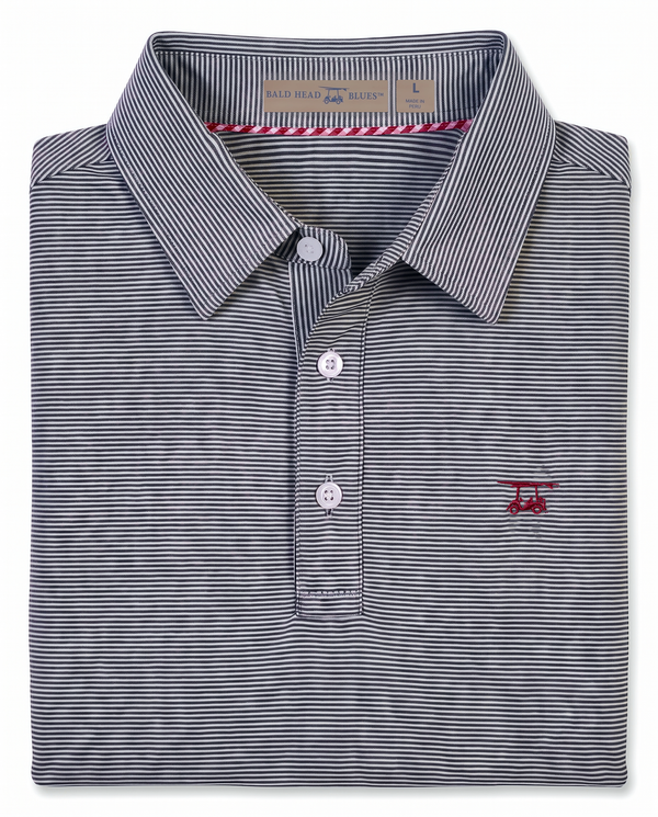 Albatross Polo Heather Black/White Microstripe folded