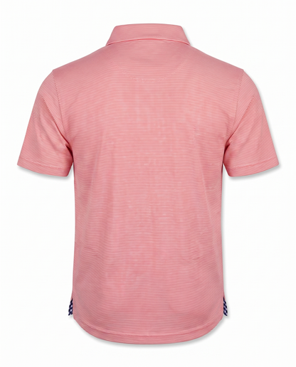 Albatross Polo Heather Coral White Microstripe back