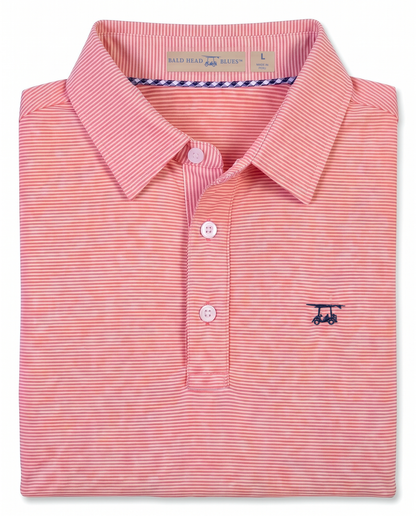 Albatross Polo Heather Coral/White Microstripe folded