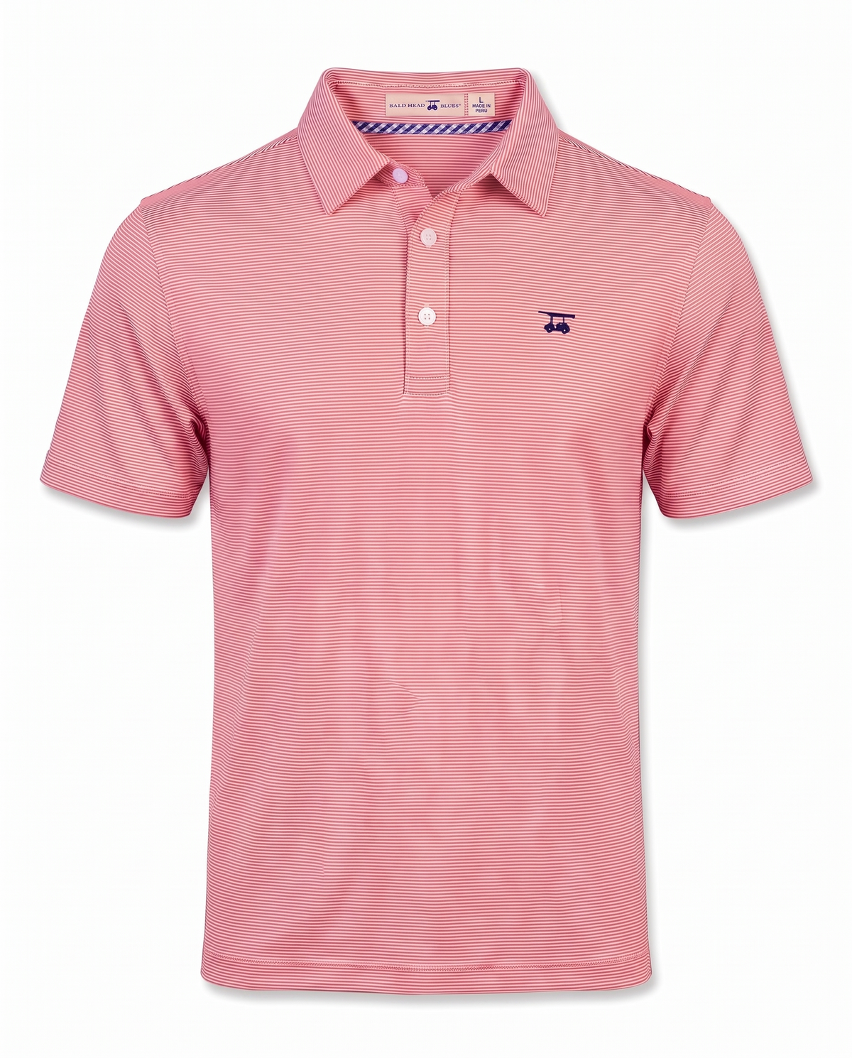 Albatross Polo Heather Coral White Microstripe front
