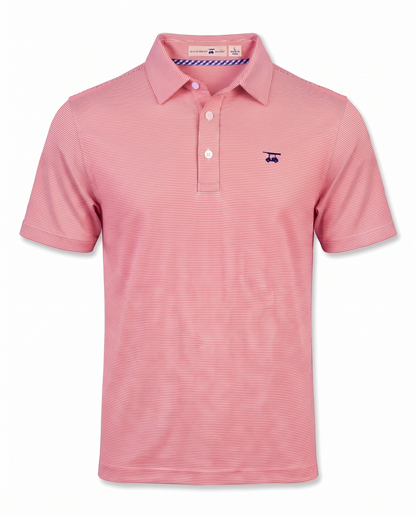Albatross Polo Heather Coral White Microstripe front