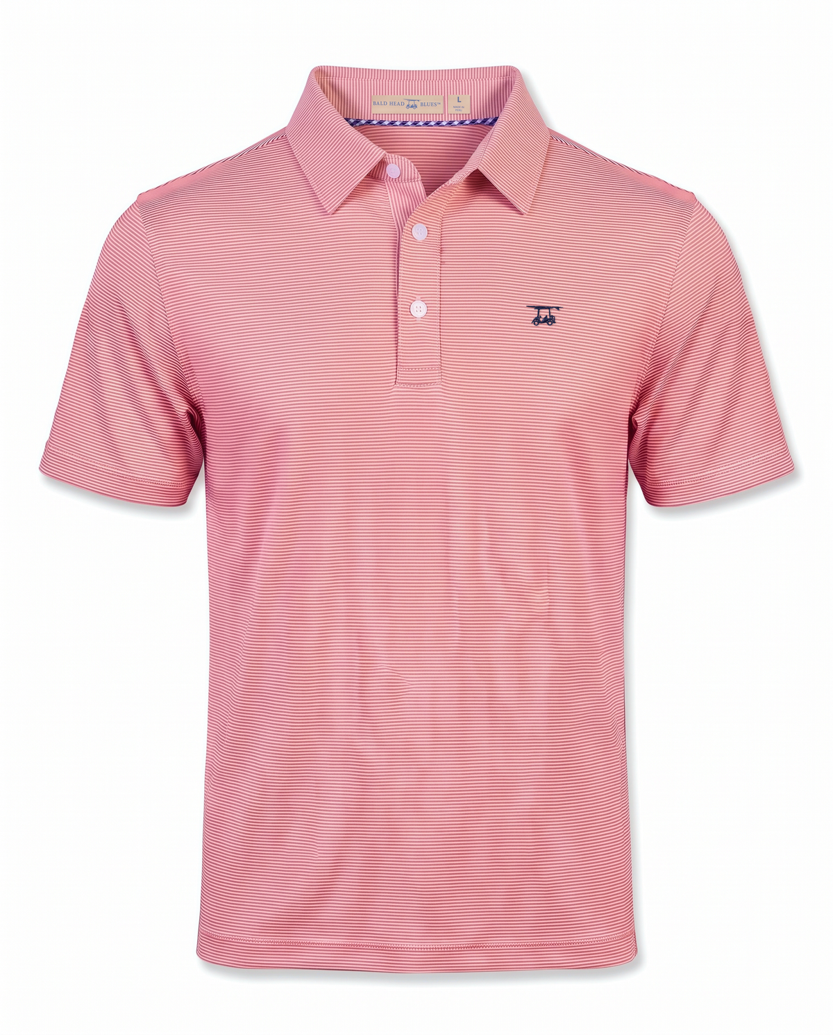 Albatross Polo Heather Coral/White Microstripe front