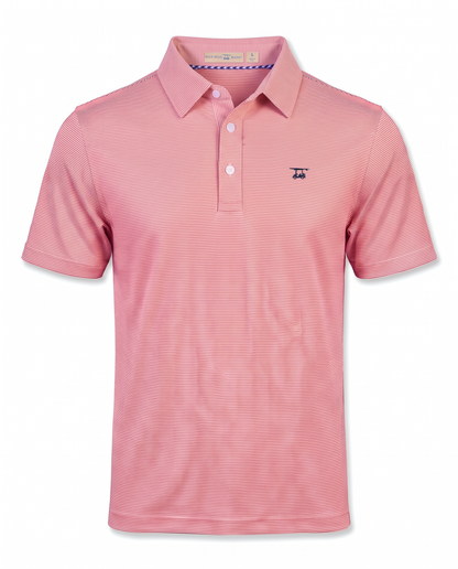 Albatross Polo Heather Coral/White Microstripe front
