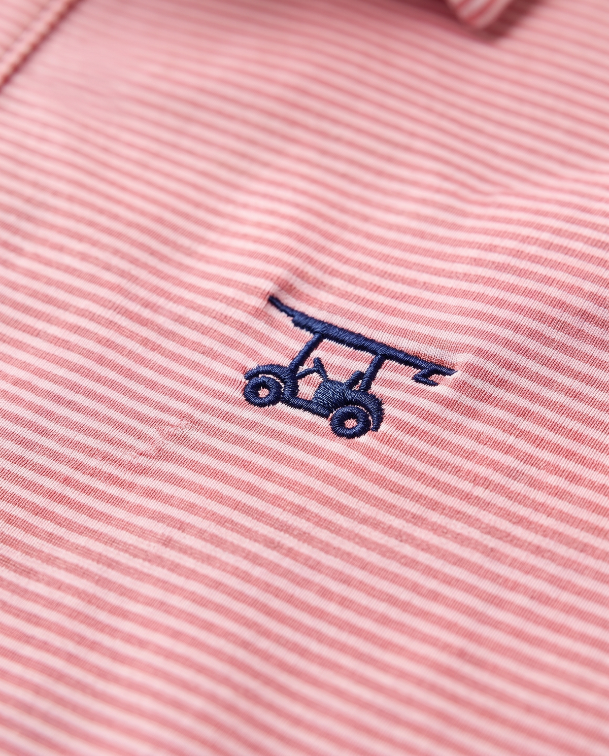 Albatross Polo Heather Coral White Microstripe logo detail