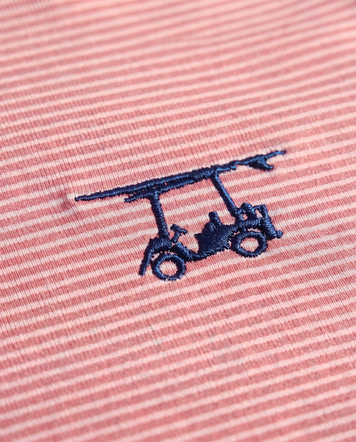 Albatross Polo Heather Coral/White Microstripe logo detail