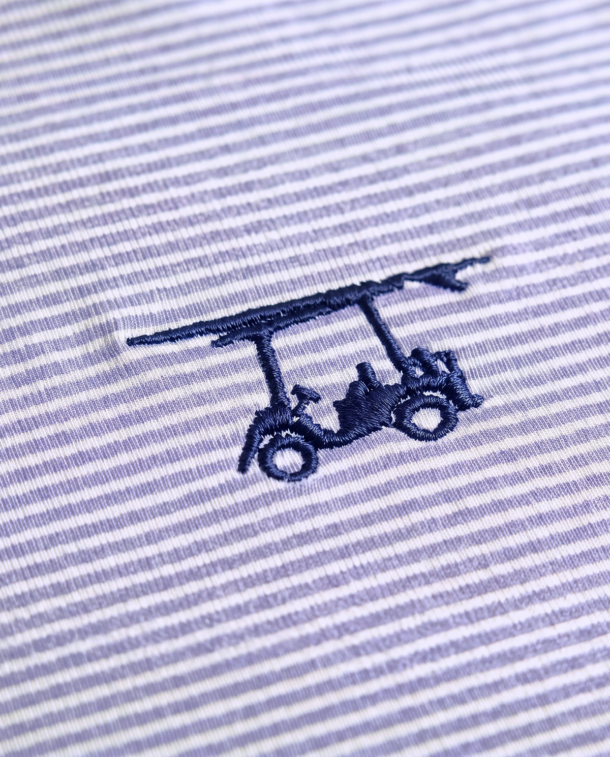 Albatross Polo Heather Lavender/White Microstripe logo detail