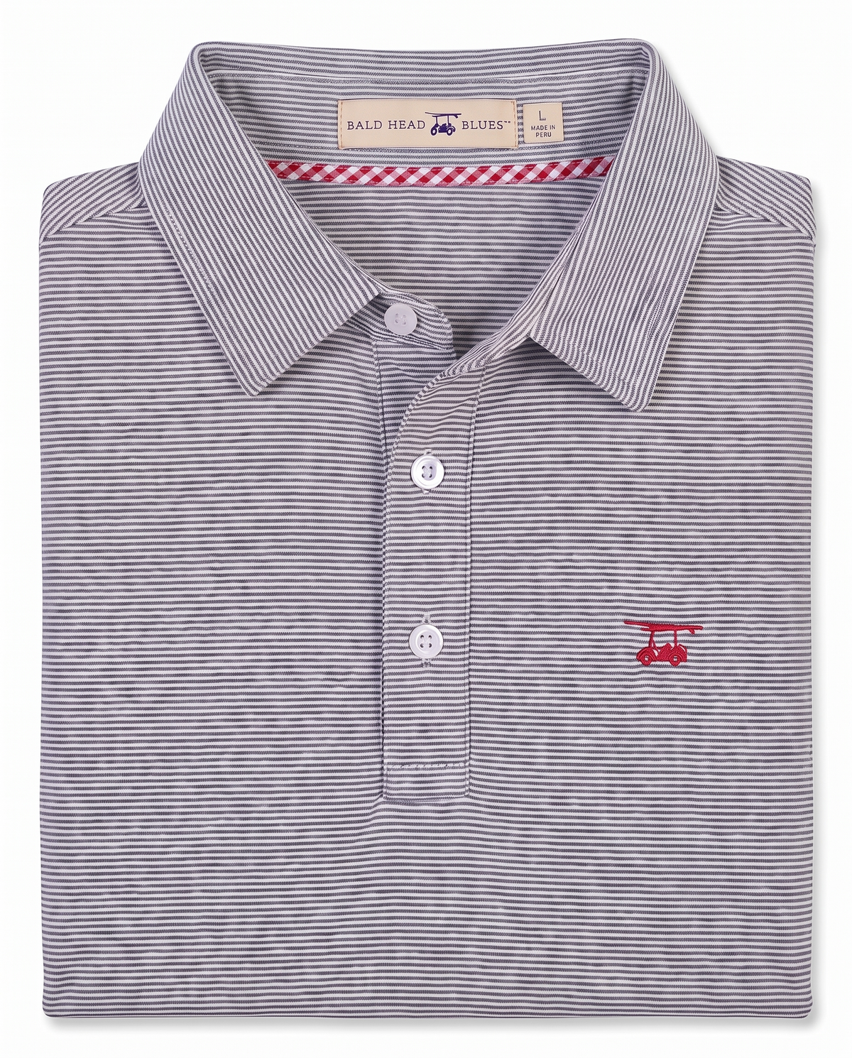 Albatross Polo Heather Medieval White Microstripe folded