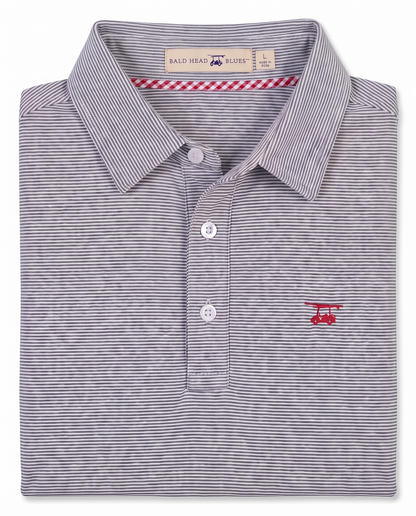 Albatross Polo Heather Medieval White Microstripe folded