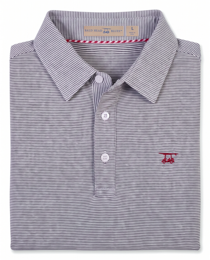 Albatross Polo Heather Medieval/White Microstripe folded