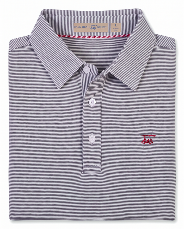 Albatross Polo Heather Medieval/White Microstripe folded