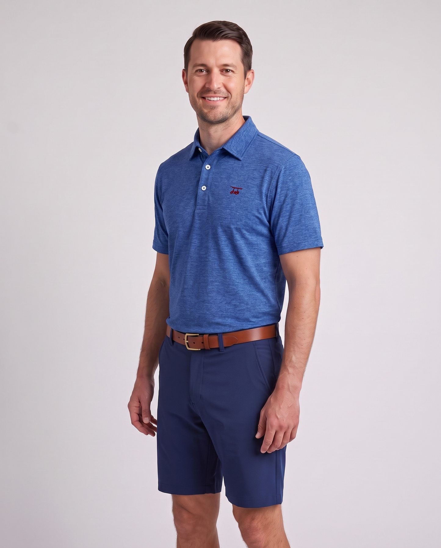 Albatross Polo Heather Royal Blue on model
