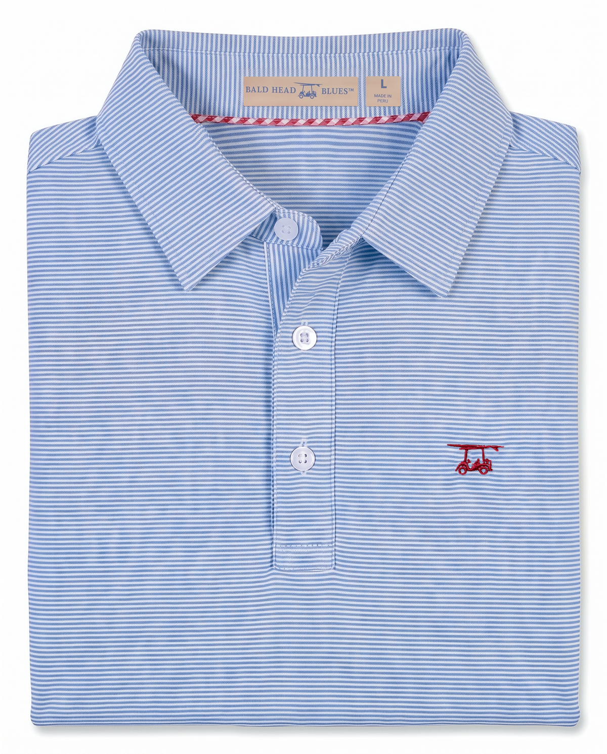 Albatross Polo Heather Regatta/White Microstripe folded