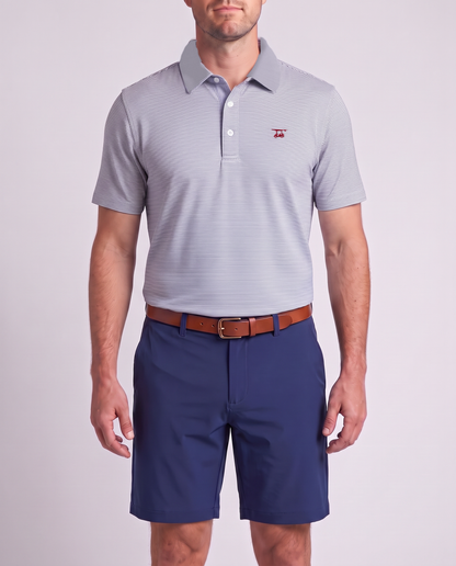 Albatross Polo Heather Regatta/White Microstripe on model