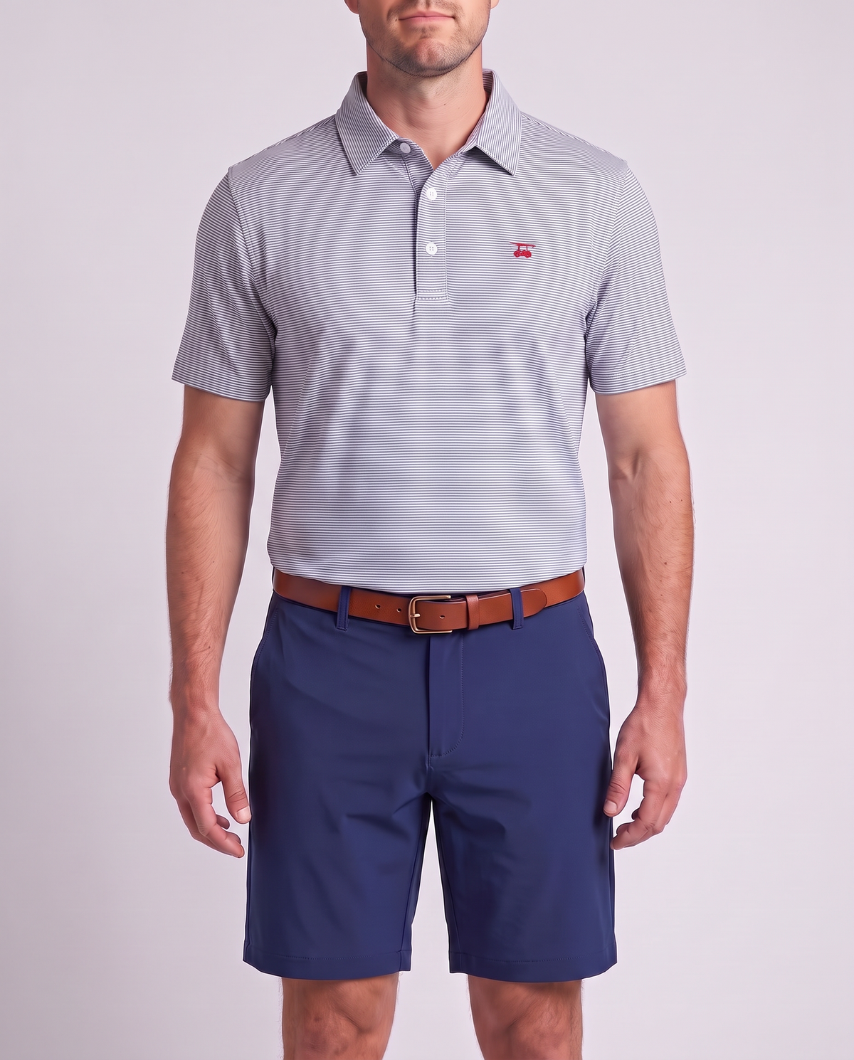 Albatross Polo Heather Regatta White Microstripe on model