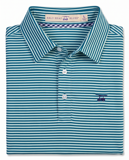 Albatross Polo Feeder Stripe - Lagoon/Seaglass - Fold