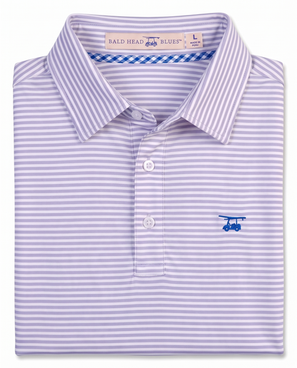 Albatross Polo Feeder Stripe - Lavender/White - Fold