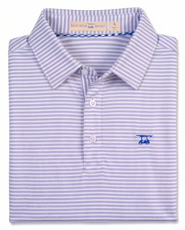 Albatross Polo Lavender/White Feeder Stripe folded