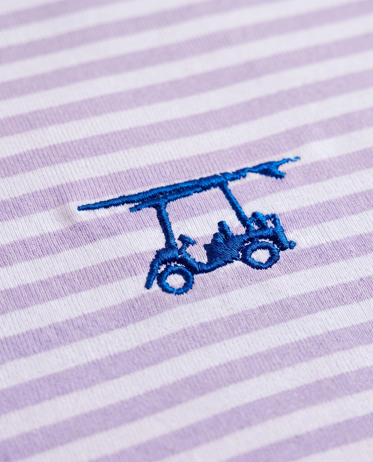 Albatross Polo Lavender/White Feeder Stripe logo detail