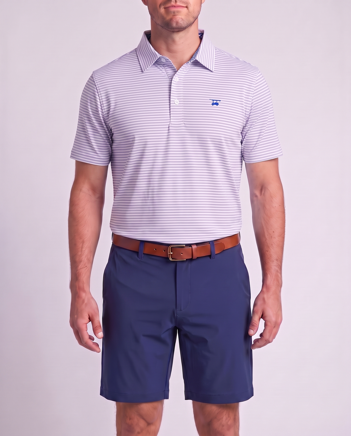 Albatross Polo Feeder Stripe - Lavender/White - Model1