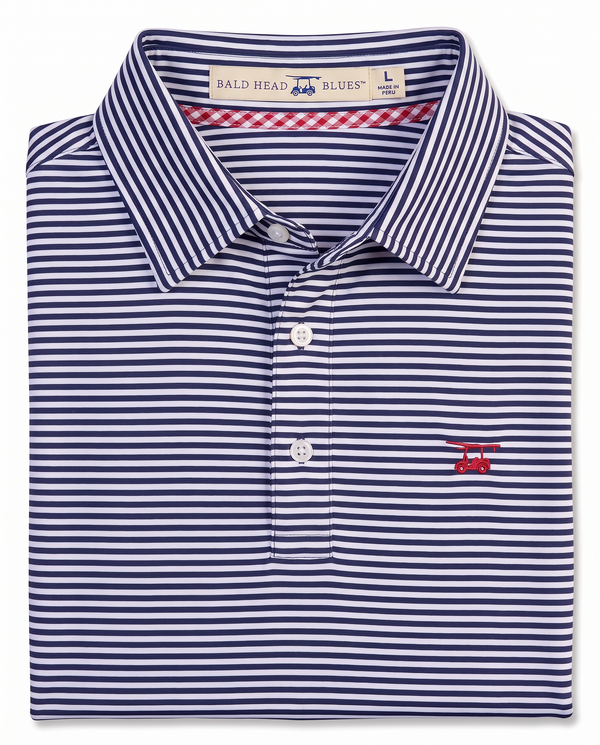 Albatross Polo Medieval/White Feeder Stripe folded
