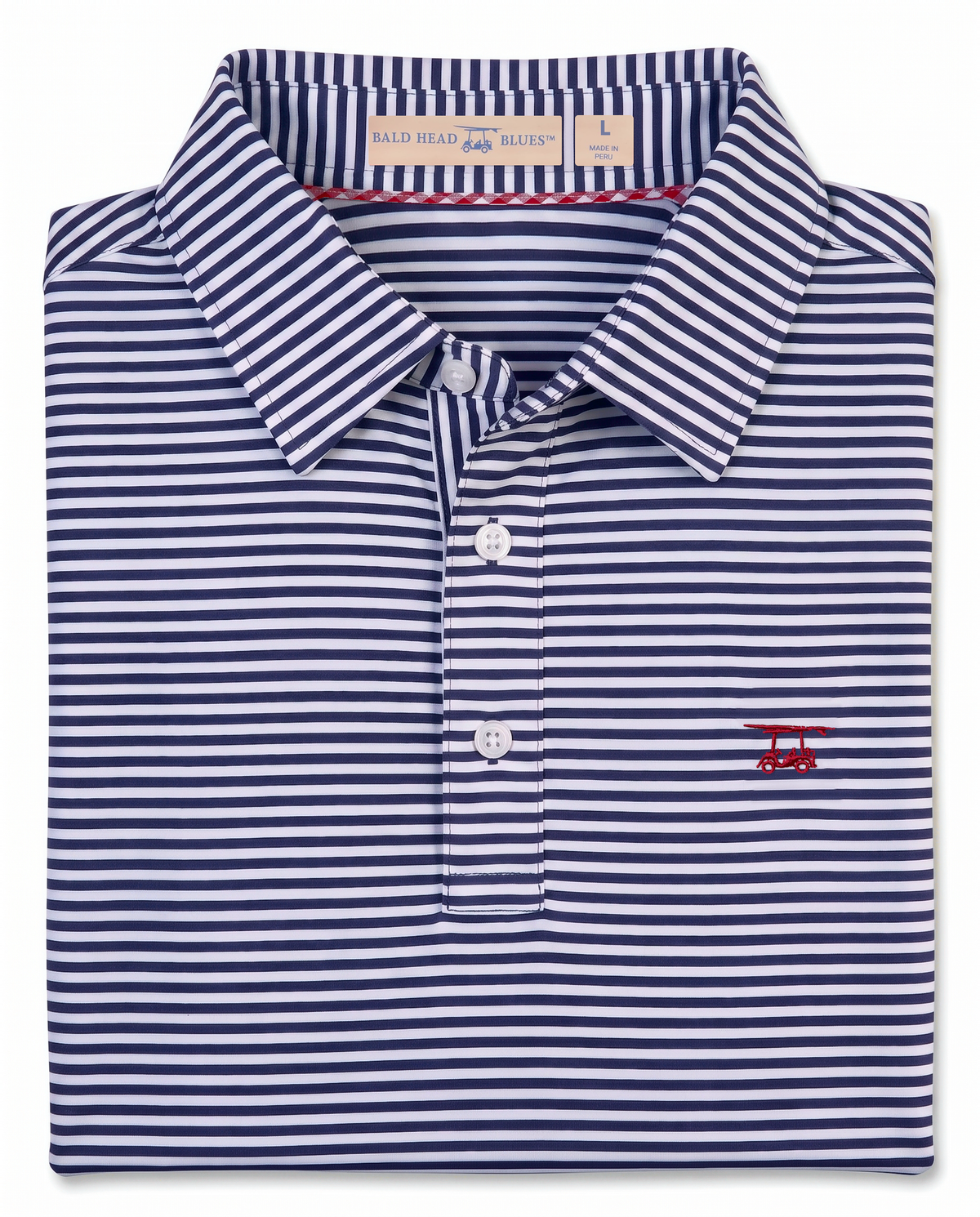 Albatross Polo Medieval/White Feeder Stripe folded